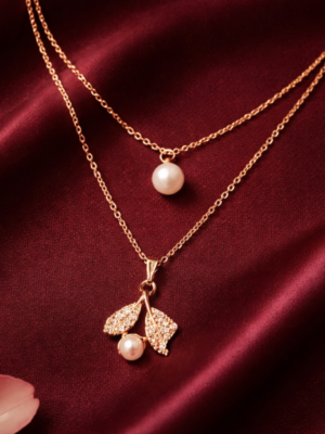 Gold Tone Pearl Branch Pendant Necklace
