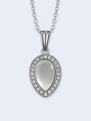 Silver Tone Teardrop Pendant Necklace