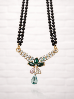 The "Emerald Bloom" V-Neck Mangalsutra