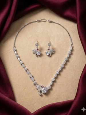 Swan Adorned Crystal Necklace Set