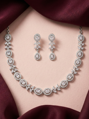 Floral Halo Eternity Necklace Set